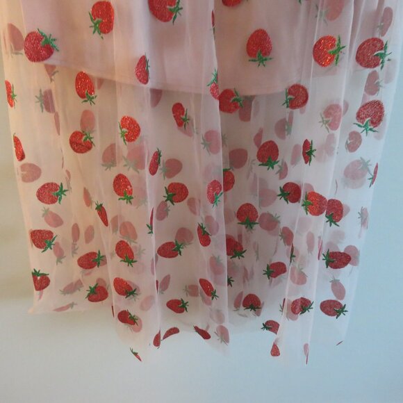 MASKED QUEEN COTTAGECORE Strawberry Tulle Midi Dress Coquette Whimsy Retro NWT - Picture 10 of 16